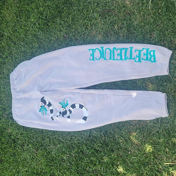 BEETLEJUICE black white teal sweatpants sweats small - Picture 1 of 5